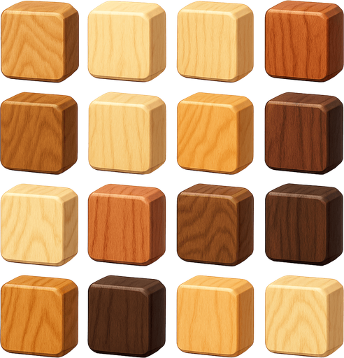 Pack of different Othello board square cells of wood, different wood.
In-Game asset.  High contrast.  No shadows. 3D