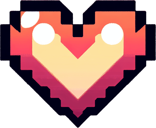 1 heart for lives in a video game
Single Game Texture. In-Game asset. 2d. Blank background. High contrast. No shadows.