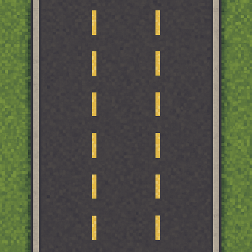 pixel art 2d road 3 lane top view