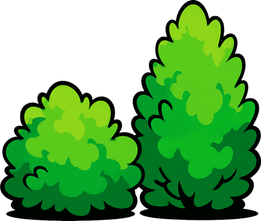 arbustos grandes.
In-Game asset.  2d.  High contrast.  No shadows