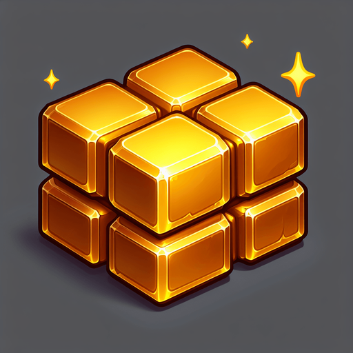 a shiny gold brick..
Single Game Texture. In-Game asset. 2d. Blank background. High contrast. No shadows.