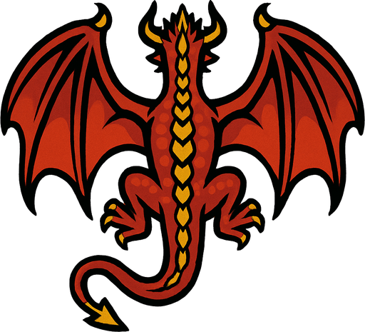 A dragon from top down view.
In-Game asset.  2d.  High contrast.  No shadows