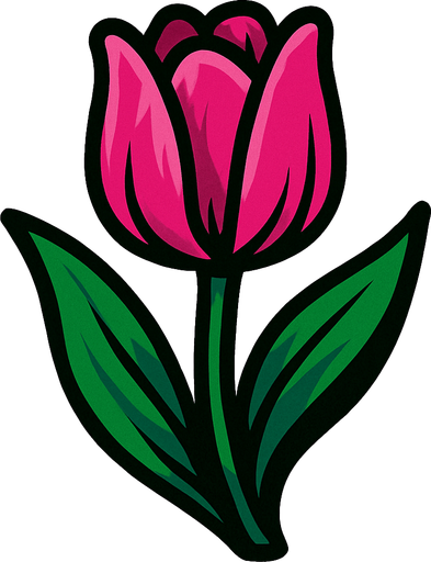 Pink tulip.
In-Game asset.  2d.  High contrast.  No shadows