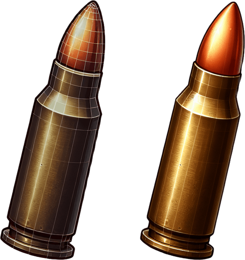 Bullet.
Single Game Texture. In-Game asset. 2d. Blank background. High contrast. No shadows.