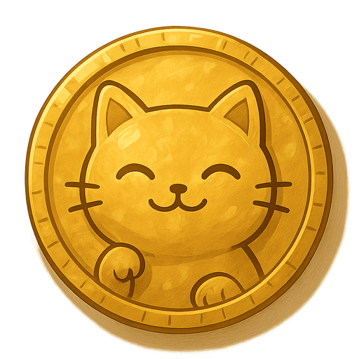 Golden coin with cute catface