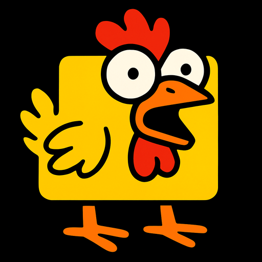 hyper chicken but square.
In-Game asset.  2d.  High contrast.  No shadows