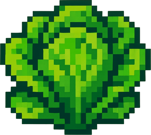 lechuga de pixeles.
In-Game asset.  2d.  High contrast.  No shadows