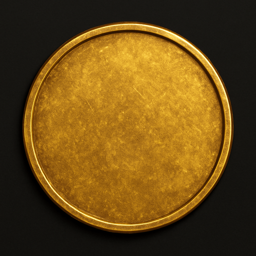 Coin, üstten görünüm, gerçekçi, yazısız.
In-Game asset.  High contrast.  No shadows
