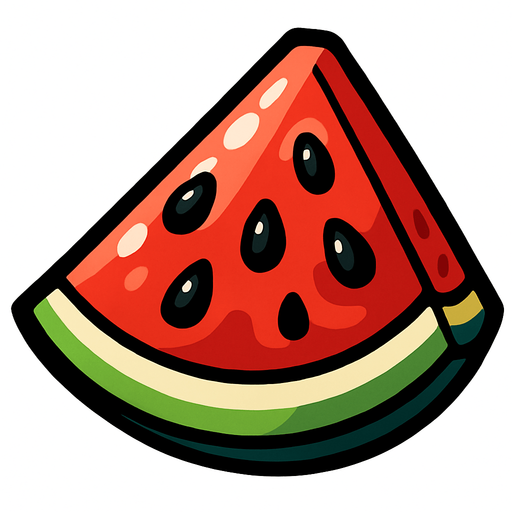 Sulu sulu bir karpuz.
In-Game asset.  2d.  High contrast.  No shadows
