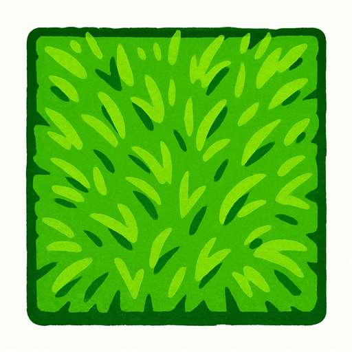 Bloque de pasto verde, visto desde arriba.
In-Game asset.  2d.  High contrast.  No shadows