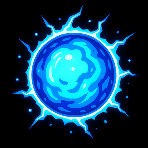 a blue energy ball.
In-Game asset.  2d.  High contrast.  No shadows