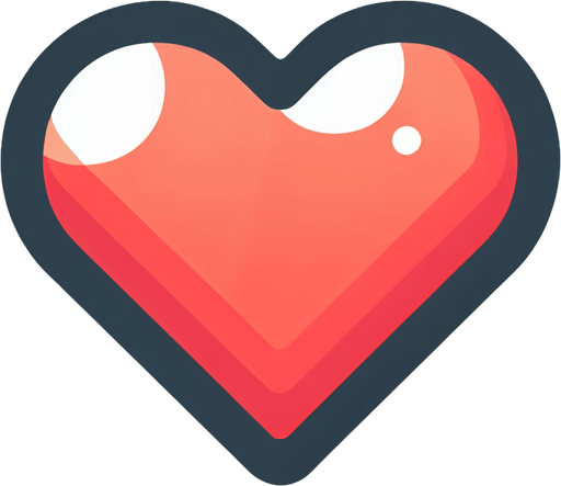 Heart icon.
Single Game Texture. In-Game asset. 2d. Blank background. High contrast. No shadows.