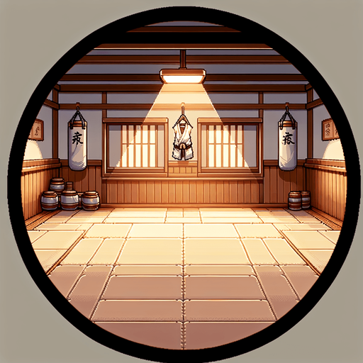 A Karate Background.
Single Game Texture. In-Game asset. 2d. Blank background. High contrast. No shadows.