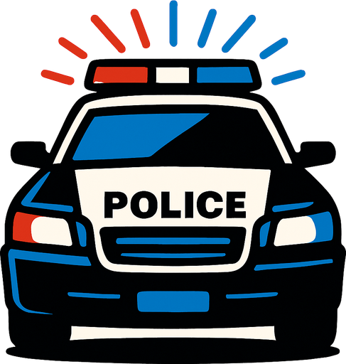 police car with flashing lights.
In-Game asset.  2d.  High contrast.  No shadows
