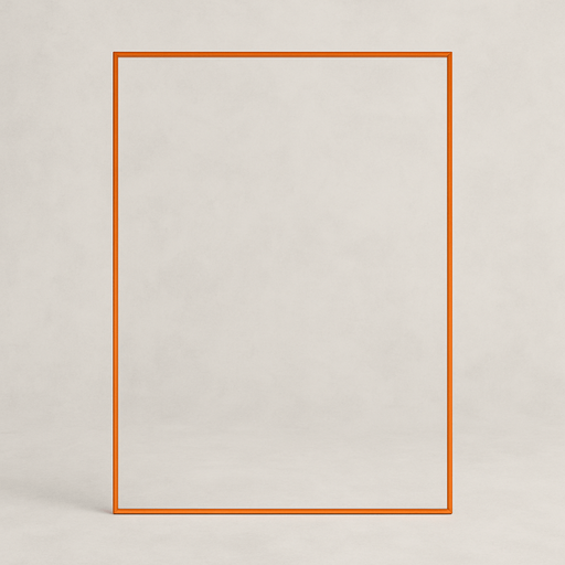 TRANSPARENT RECTANGLE WITH SINGLE LINE ORANGE FRAME, FRONT VIEW