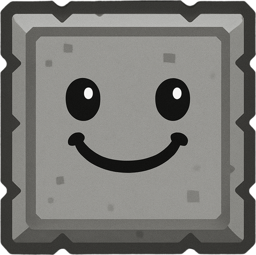 Happy gray block.
In-Game asset.  2d.  High contrast.  No shadows