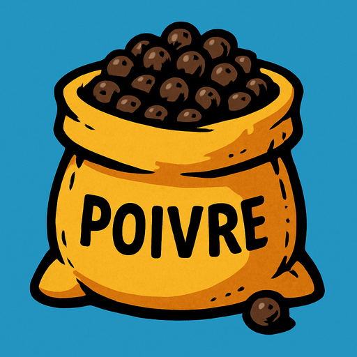 Poivre.
In-Game asset.  2d.  High contrast.  No shadows