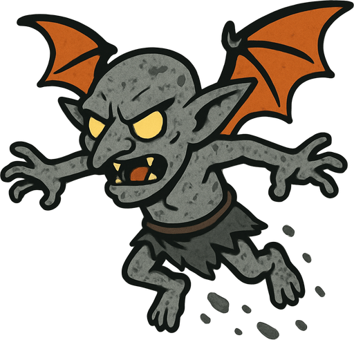 uçan küllü goblin.
In-Game asset.  2d.  High contrast.  No shadows