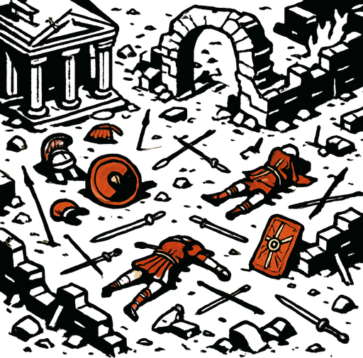 Ancient Rome War Zone.
In-Game asset.  2d.  High contrast.  No shadows. 2d to-down