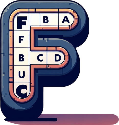 Letter F But Letter A Letter B And Letter C In My Letter F Belly.
Single Game Texture.  In-Game asset.  2d.  Blank background.  High contrast.  No shadows