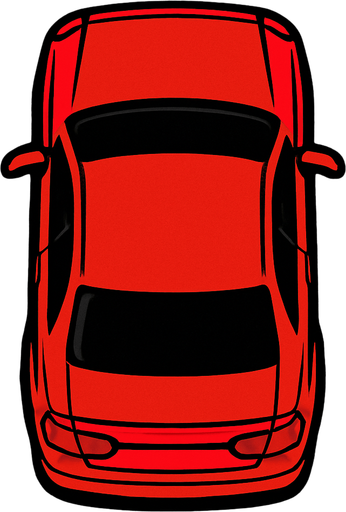 Top down car red.
In-Game asset.  2d.  High contrast.  No shadows