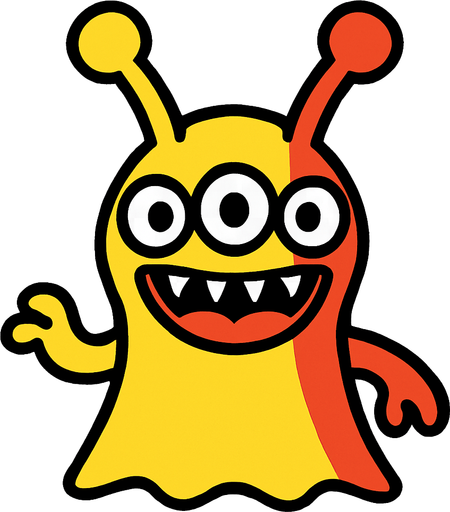 Yellow or red or both Alien transparent background.
In-Game asset.  2d.  High contrast.  No shadows