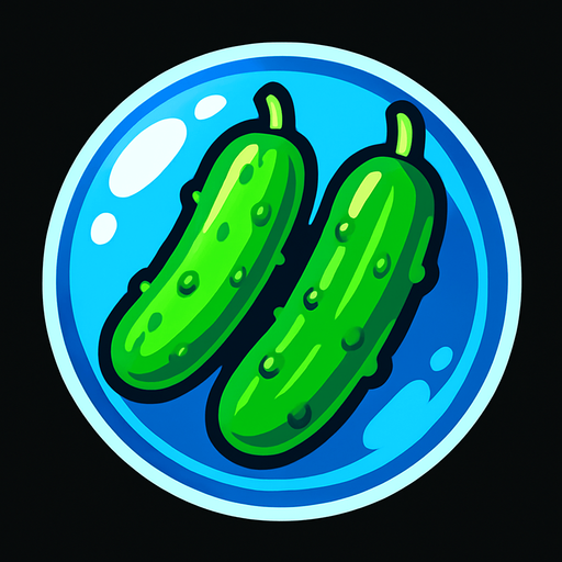 2 cucumbers inside a glass  bubble.
In-Game asset.  2d.  High contrast.  No shadows