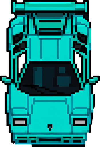 Draw 2d pixel lamborghini car top view turkuaz..
In-Game asset.  2d.  High contrast.  No shadows