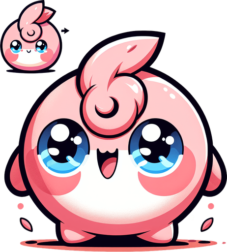 Design a round icon featuring Jigglypuff from Pokémon.
