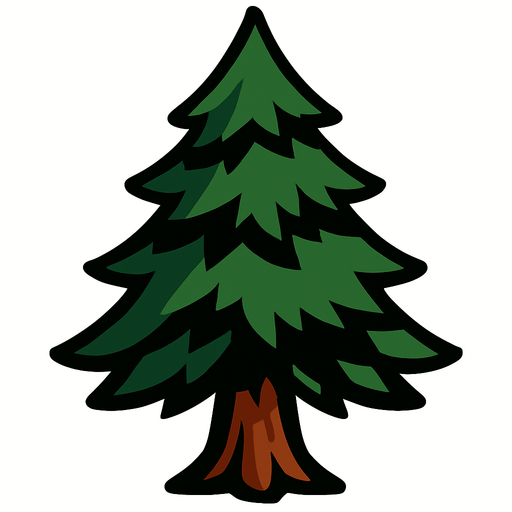 Pine.
In-Game asset.  2d.  High contrast.  No shadows