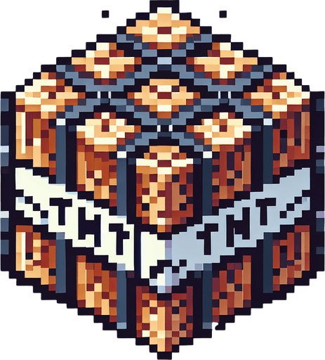 Pixel art, square with the texture of a tnt . Single Game Texture. In-Game asset. 2d. Blank background. High contrast. No shadows.