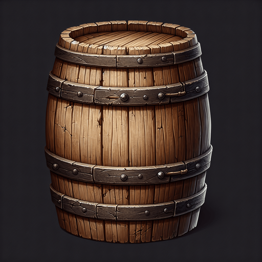 western barrel.
Single Game Texture. In-Game asset. 2d. Blank background. High contrast. No shadows.