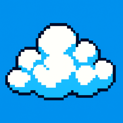 pixelart, cloud.
In-Game asset.  2d.  High contrast.  No shadows