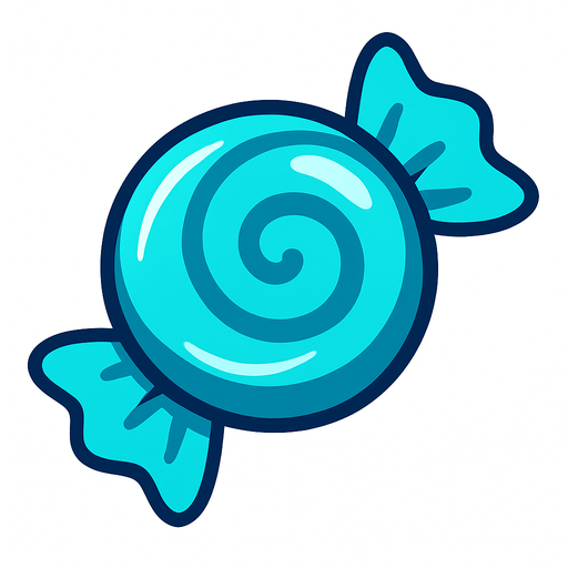 Cyan candy.
In-Game asset.  2d.  High contrast.  No shadows