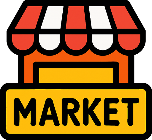 oyunlardaki market ikonu.
In-Game asset.  2d.  High contrast.  No shadows