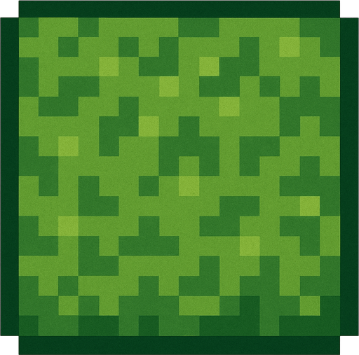 A 2D top down pixelated grass block.
In-Game asset.  2d.  High contrast.  No shadows