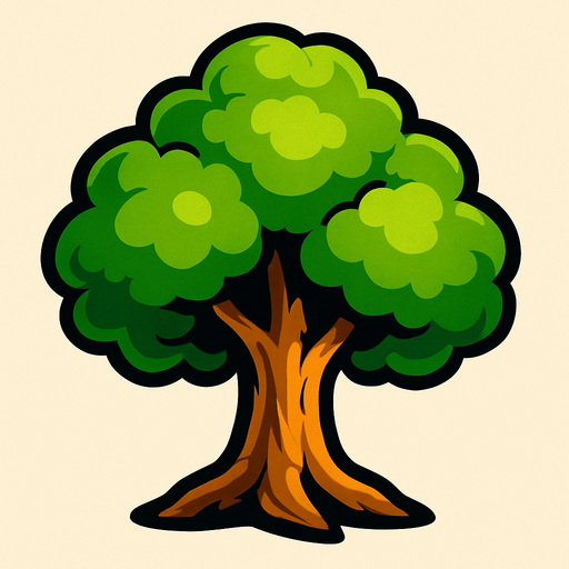 ağaç.
In-Game asset.  2d.  High contrast.  No shadows