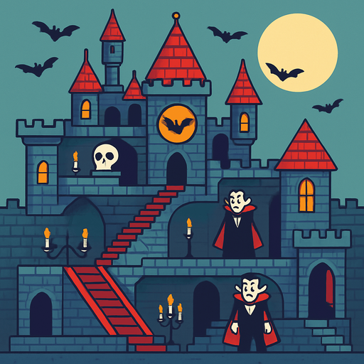 vampire castle rpg. 2d. no shadows.