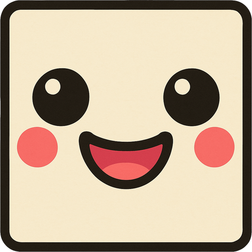 A cute face with cute smile.
In-Game asset.  2d.  High contrast.  No shadows