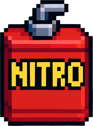 pixel art nitro.
In-Game asset.  2d.  High contrast.  No shadows