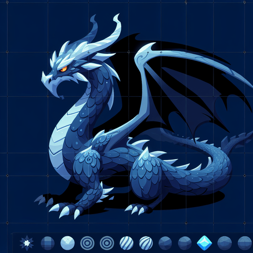arka planı lacivert ejderha animasyon şeklinde.
Single Game Texture.  In-Game asset.  2d.  Blank background.  High contrast.  No shadows