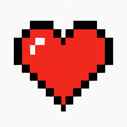 4x4 pixel art heart.
In-Game asset.  2d.  High contrast.  No shadows. retro arcade. Pixel art. 8 bit