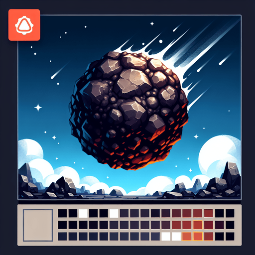 meteorite.
Single Game Texture. In-Game asset. 2d. Blank background. High contrast. No shadows.