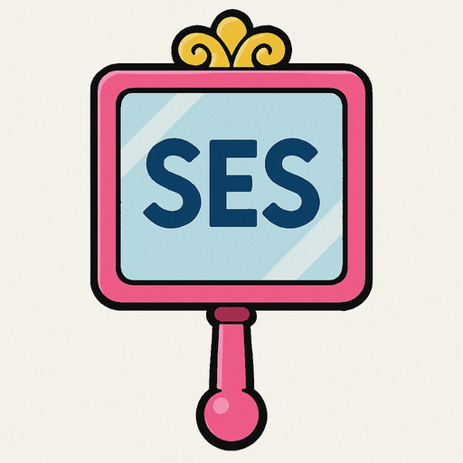 Draw the magic mirror from Doraemon, and write "SES" on it..
In-Game asset.  2d.  High contrast.  No shadows