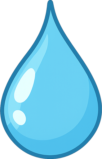 Water drop. No background. Transparent background. Blank background. No shadows. 2d. In-Game asset. flat