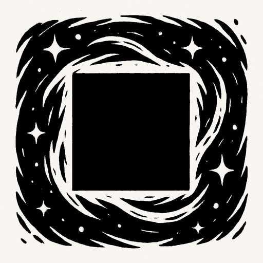 Kare şeklinde siyah bir portal.
In-Game asset.  2d.  High contrast.  No shadows