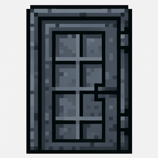 Make an 8 bit iron door.
In-Game asset.  2d.  High contrast.  No shadows