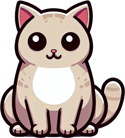 Cat.
Single Game Texture.  In-Game asset.  2d.  Blank background.  High contrast.  No shadows