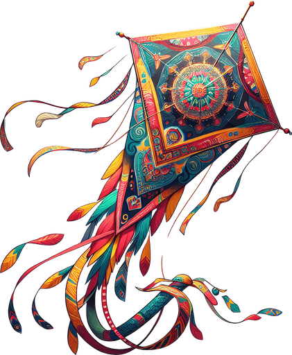 Kite.
Single Game Texture.  In-Game asset.  2d.  Blank background.  No shadows