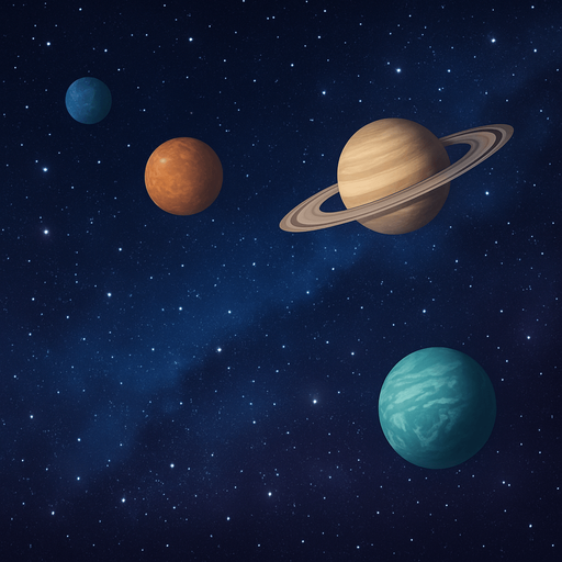 space theme background with stars and planets that are too far away,realistic.
In-Game asset.  2d.  High contrast.  No shadows